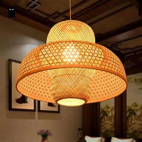 Bamboo Wicker Rattan Castte Shade Pendant Light Fixture Handmade Craft
