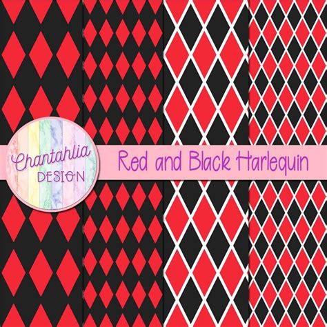 Free Red And Black Harlequin Digital Papers