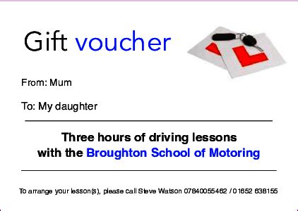 driving lessons gift voucher template  personalised driving lessons card  chi chi moi