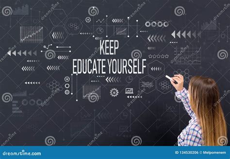 Keep Educate Yourself With Young Woman Stock Photo Image Of Diagrams