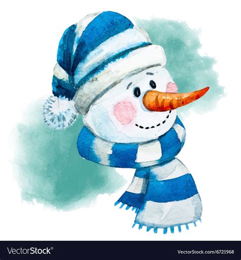 Watercolor Hand Drawn Snowman Royalty Free Vector Image