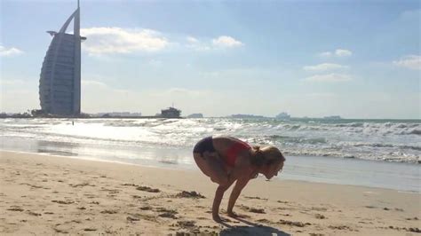 Dubai Beach Yoga Handstand With Kino Youtube