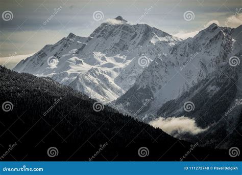 Mountain Peaks White Snow Sochi In Winter Stock Photo Image Of Rock