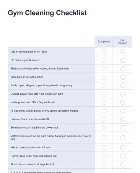 Gym Cleaning Checklist Form Template Jotform