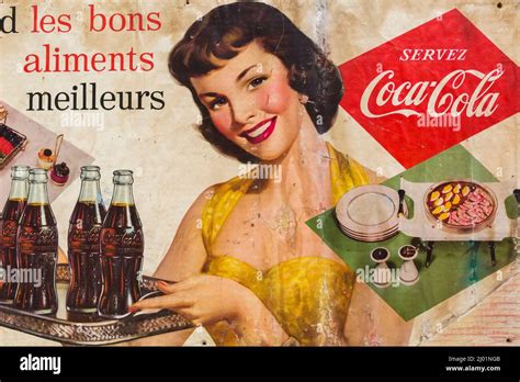 Vintage Coca Cola soft drink advertising cardboard wall sign for French
