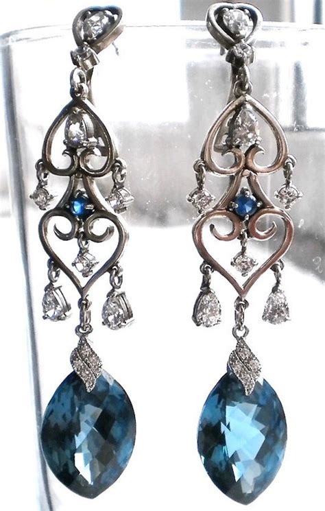 Items Similar To Sterling Silver Earrings Chandelier London Blue Topaz