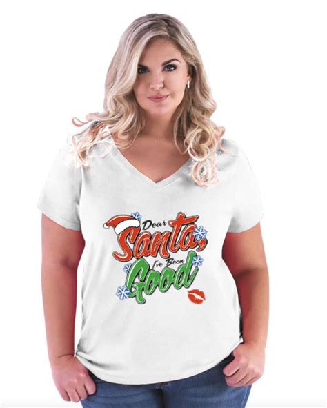 Artix Womens Plus Size V Neck T Shirt Christmas Dear Santa