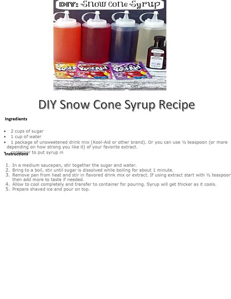 Diy Snow Cone Syrup Recipe Diy Snow Cone Syrup Recipe Homemade Snow