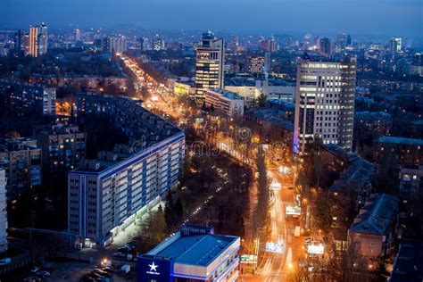 night view of the city of donetsk from a great height editorial image image of building urban