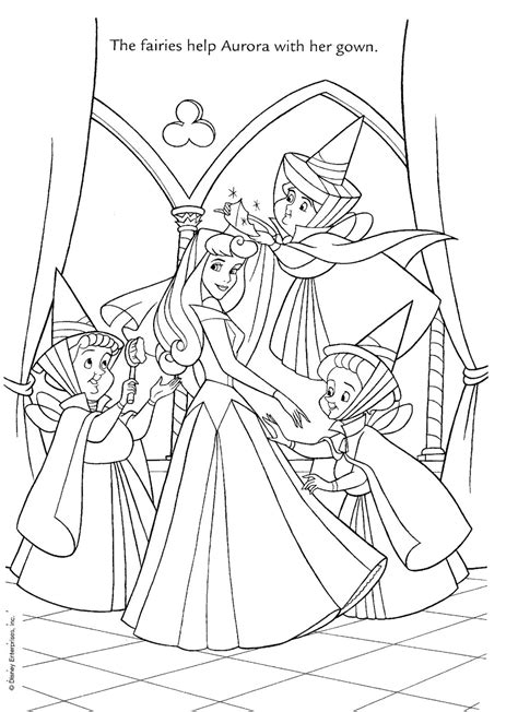 Princess aurora with good fairies coloring page. ColorMeCrazy.org: Disney Wedding Wishes
