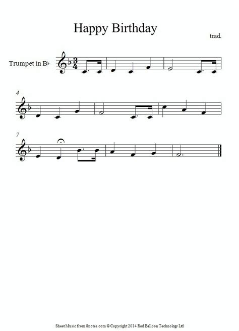 Free Printable Happy Birthday Sheet Music For Trumpet
