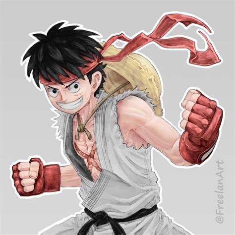 Streetfighter Luffy Anime Ilustrações Desenhos