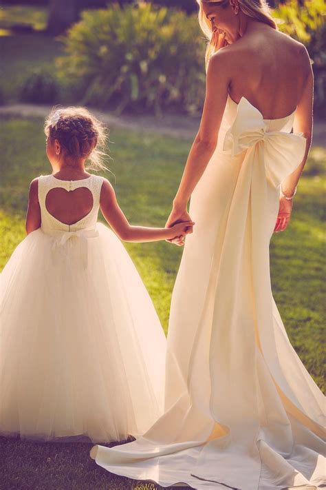 unexpected back details from the bride to the flower girl these looks from the david s bridal
