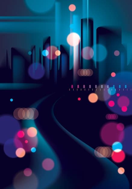 Premium Vector Night City Life With Street Lamps And Bokeh Blurred