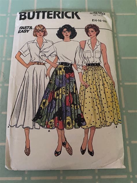 vintage misses circular skirt butterick pattern 3828 etsy