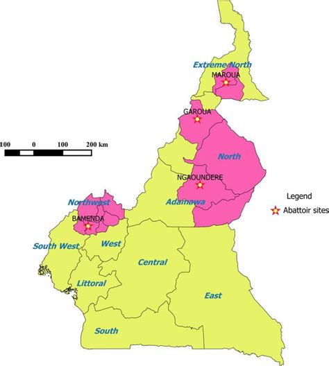 Map Of Cameroon Showing Regions Cameroon Showing Regions Map Middle