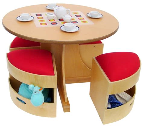 Buy maxtrix solid hardwood kids' table and chair set, two chairs, white: MODERN KIDS TABLE WITH STORAGE STOOLS