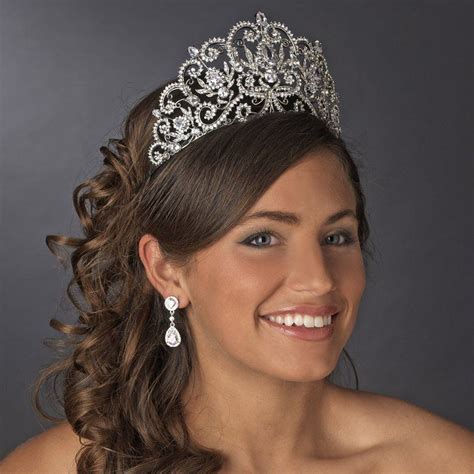 Fabulous Silver Quinceanera Mis Quince Anos Tiara With Rhinestones And