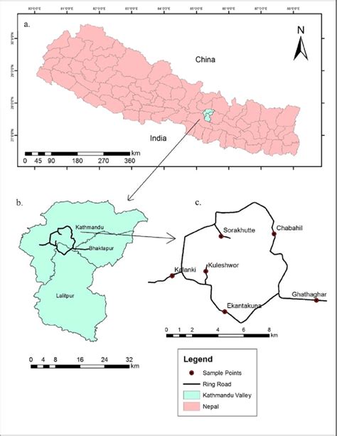 A Map Of Nepal Indicating The Study Area Kathmandu Valley B Map
