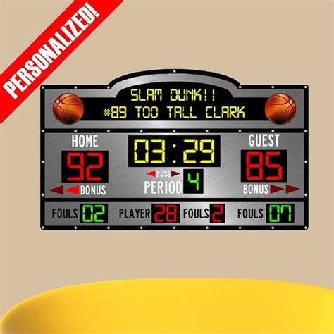 Personalized Custom Scoreboard Basketball Wall Decal Sticker Removable