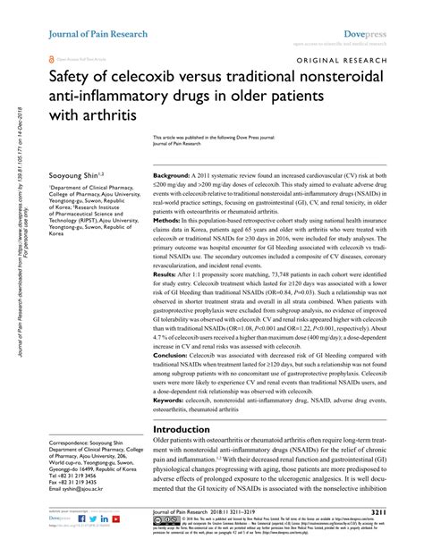 Pdf Safety Of Celecoxib Versus Traditional Nonsteroidal Anti