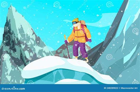 Climber Alpinist Landscape Composition Stock Vector Illustration Of