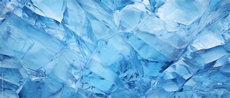 Cracked Ice Texture Of Lake Baikal In Winter Abstract Blue Background