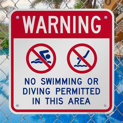 Warning No Swimming Or Diving Permitted Sign Sku K 7729
