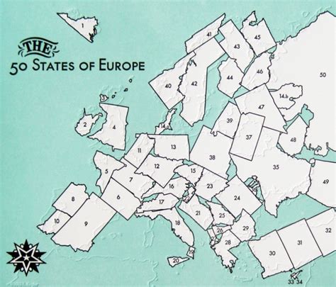 Map Of Us States Transposed Onto Similar European Countries To Give A