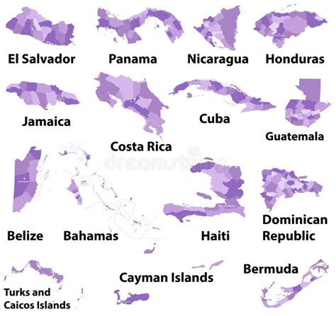 Vector Maps Of Central American And Caribbean Countries With