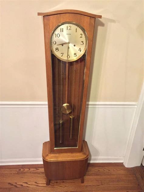 Vintage Daneker Modern Floor Grandfather Clock Model 33 Walnut Case