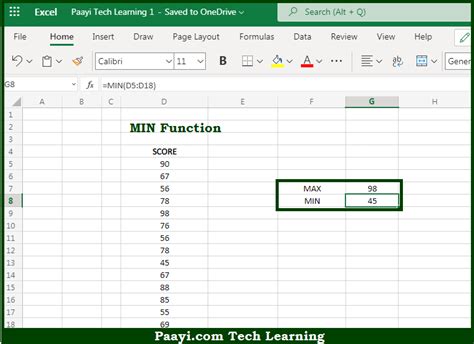 Learn How To Use Microsoft Excel Min Function Paayi Tech