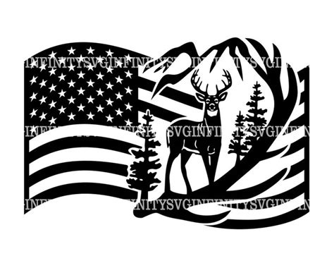 Deer And Usa Flag Svg Patriotic Deer Svg Mountains Svg Etsy In 2022
