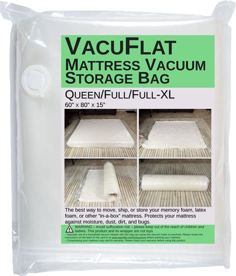 Mattress vacuum bag protects your mattress from dust, bed bugs, moisture and water. VacuFlat Mattress Vacuum Storage Bag (Queen/Full/Full-XL ...