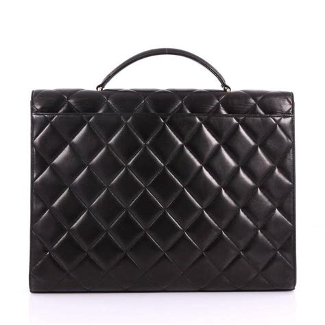 Chanel Vintage Cc Briefcase Quilted Lambskin Large At 1stdibs