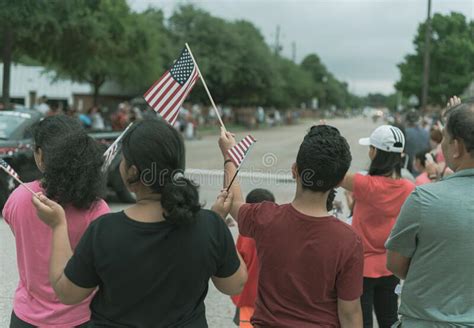 Waving The American Flag Veteran`s Day Parade Editorial Photo Image