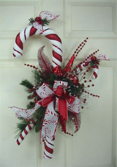 For this project the rings of peppermints started at the same place, at the top of the wreath, so if there is not enough. Top Candy Cane Christmas Decorations Ideas - Christmas ...
