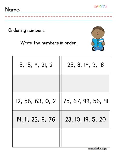 Ordering Numbers Worksheet 1st Grade