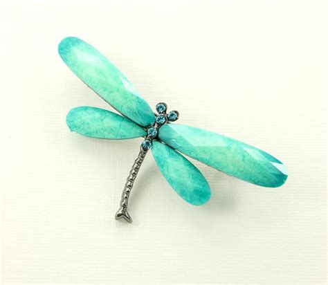 Teal Blue Dragonfly Brooch Teal Dragonfly Broach Dragonfly