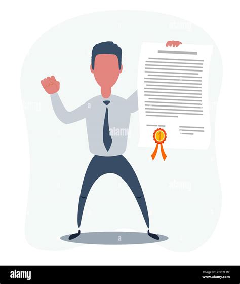 Manager Or Student A Man In A Suit Hold A Certificate On Completion Of