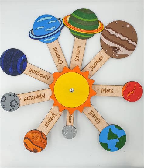 Planets Solar System Model Wooden Montessori Educational Game Etsy