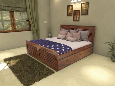 wooden king size double bed  teak finish buy wooden king size