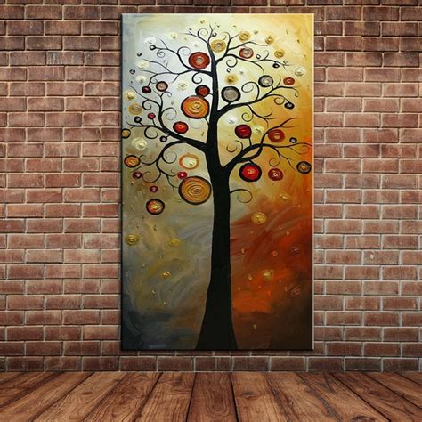 Abstract Money Tree Oil Painting Modern Large Canvas Art