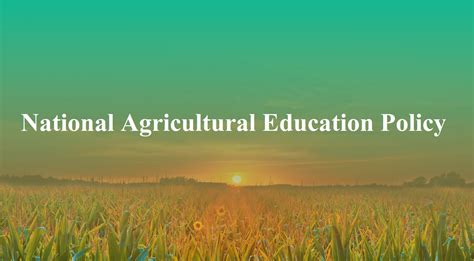 What Is The National Agricultural Education Policy