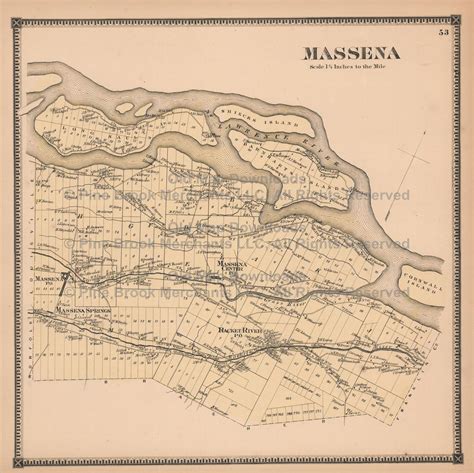 Massena New York Old Map Beers 1865 Digital Image Scan Download Printable Old Map Downloads
