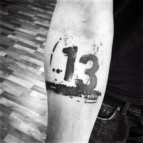 Number 13 Mens Abstract Inner Forearm Tattoo Number Tattoos 13