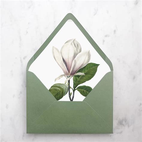 A7 Envelope Liners Magnolia Flower Set Of 10 Wedding Envelope Accessories By Design By Laney