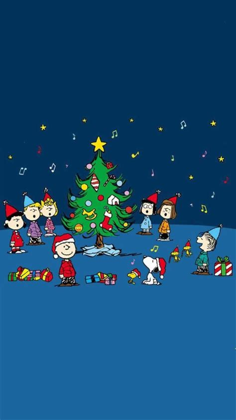 Download Peanuts Characters Surrounds Christmas Tree Wallpaper
