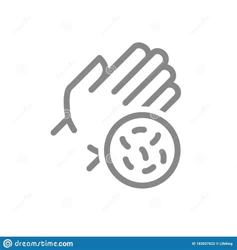 Hand With Bacteria Line Icon Hygiene Human Protection Upper