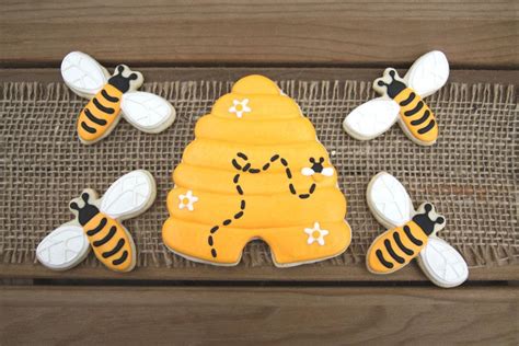 Honey Bee Cookies Bee Cookies Sugar Cookies Decorated Bee Decor